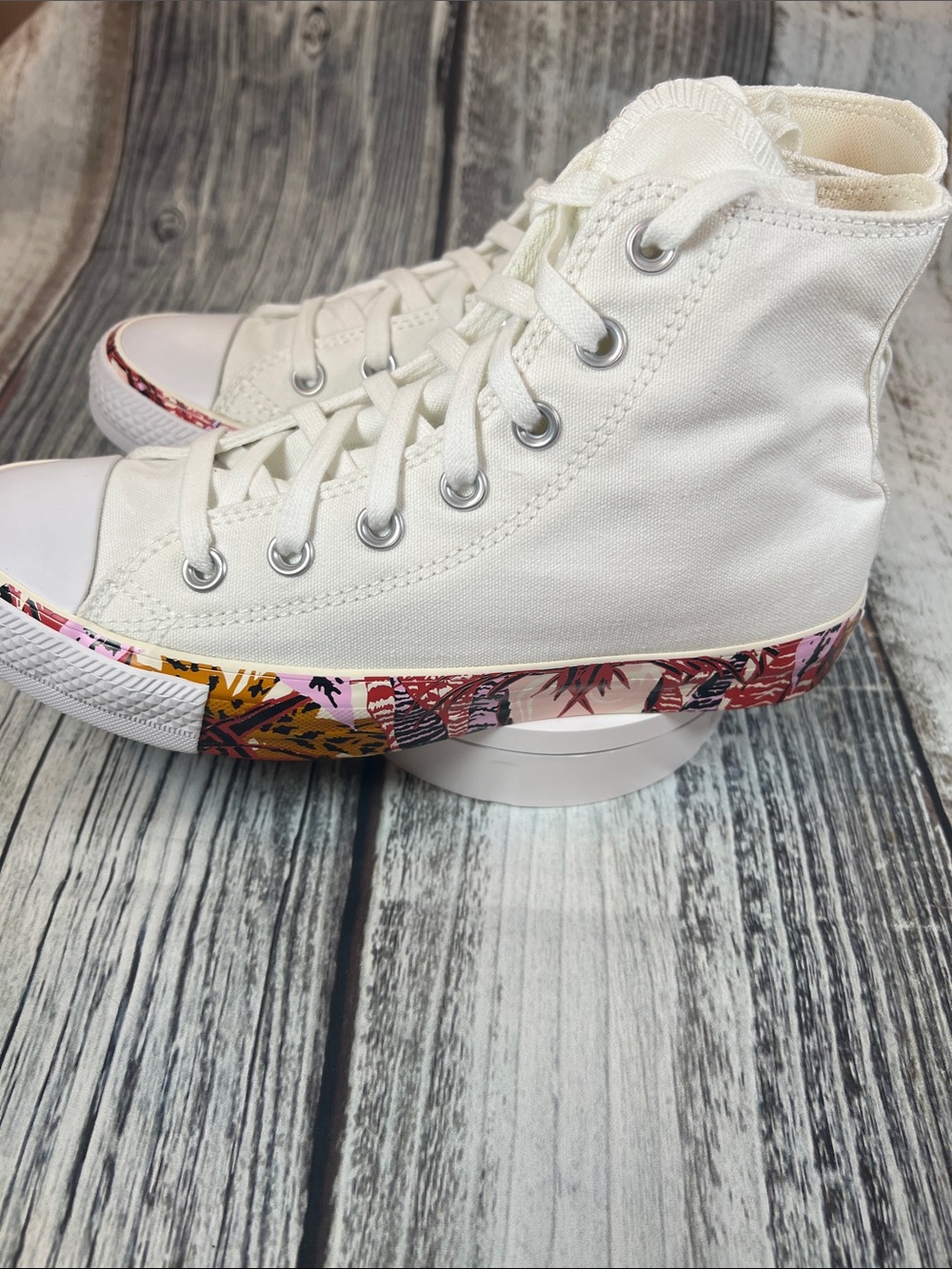 Converse Chuck Taylor All Star Floral High Top Sneakers Women’s 7 White - Picture 6 of 8